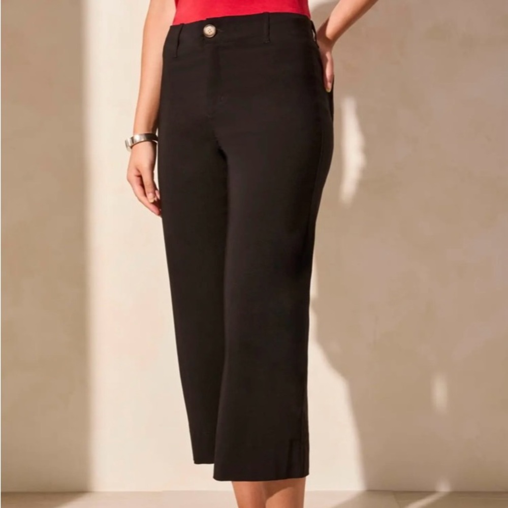 NWT Tribal High Rise Flowy Twill Crop Pant Black 8 10 12